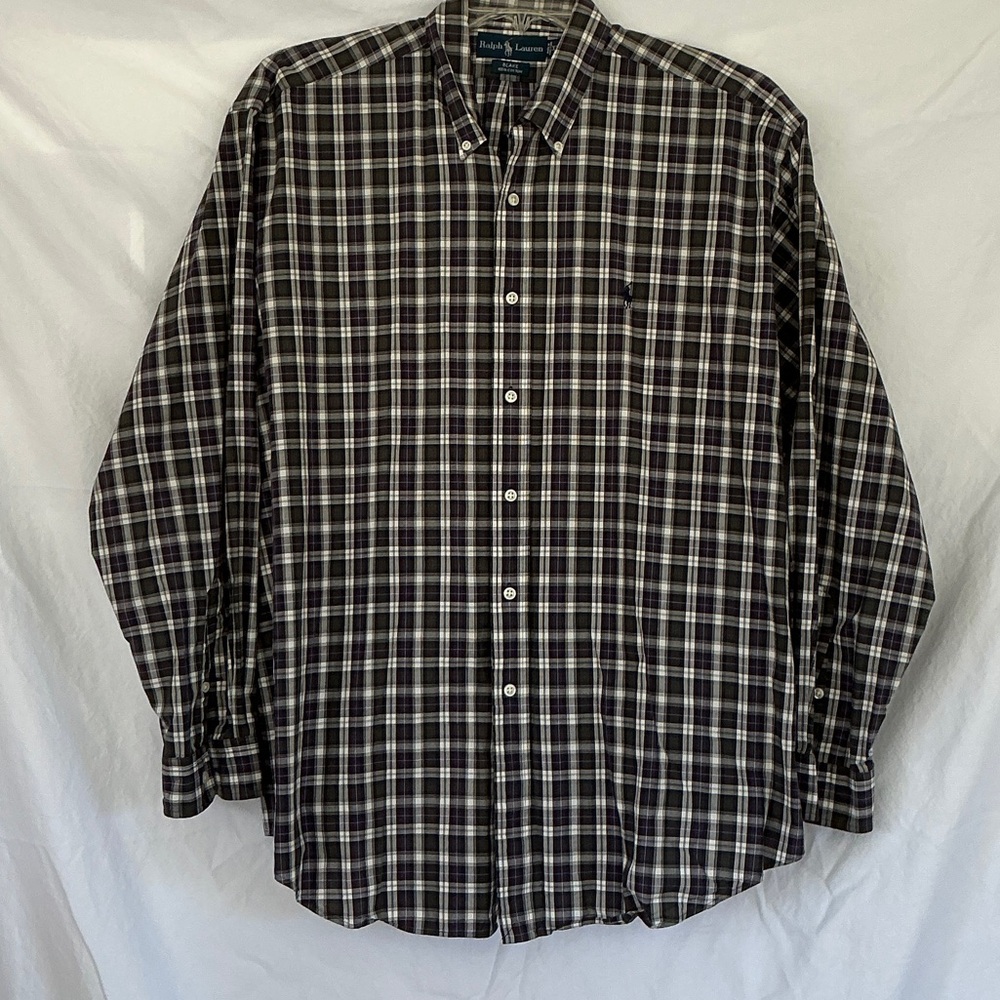 Ralph Lauren Black and White Plaid Button-Down Shirt
